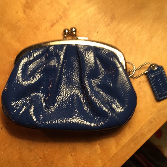 Coach Handbags - Coach peacock blue patent leather coin/card purse Coach Handbags - Coach peacock blue patent leather coin/card purse